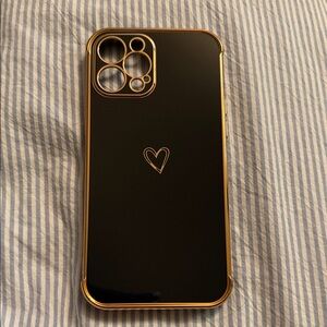 Black and Gold Heart Design Phone Case